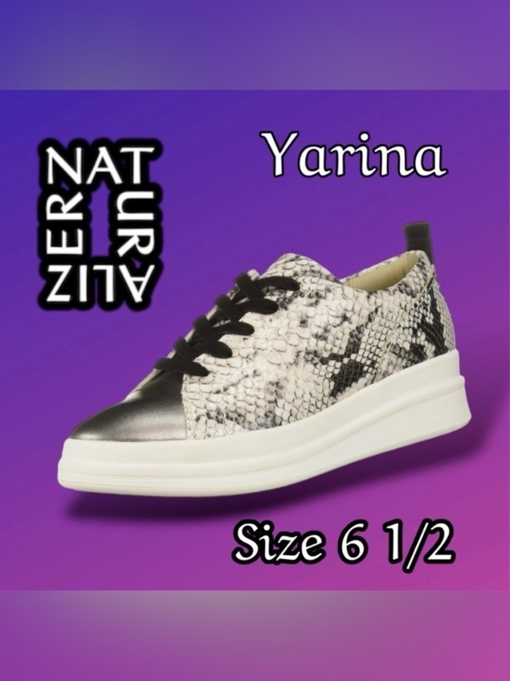 NATURALIZER Yarina Women’s
Leather Sneakers Size 6.5M Alabaster/Snake